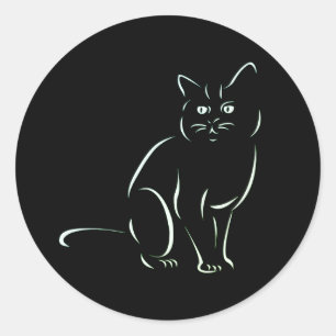 Gewoon een witte kat ronde sticker
