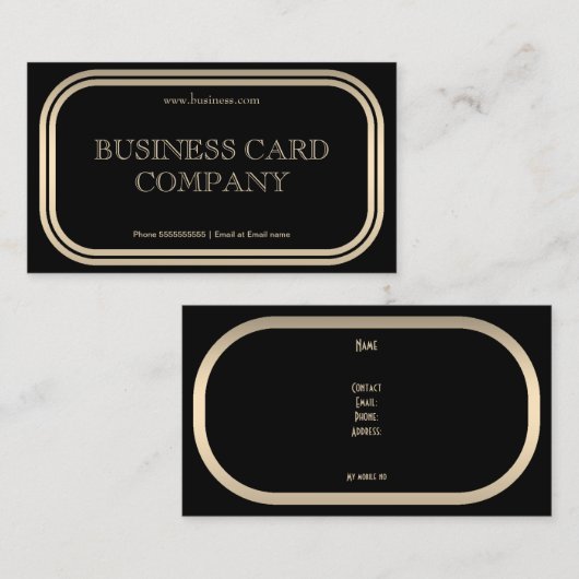 Gewoon Eenvoudig Goud Zwart Elegant Classy 2C Visitekaartje (Voorkant / Achterkant)
