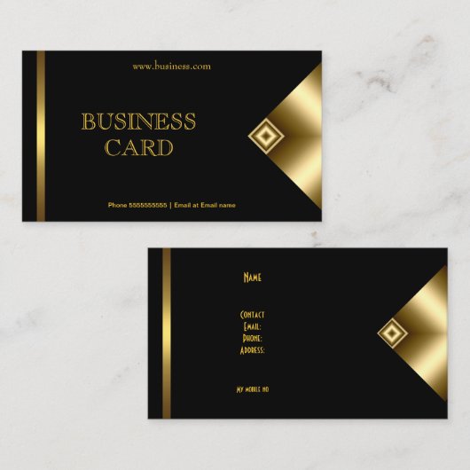 Gewoon Eenvoudig Goud Zwart Elegant Classy 4a Visitekaartje (Voorkant / Achterkant)