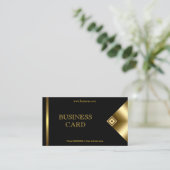 Gewoon Eenvoudig Goud Zwart Elegant Classy 4a Visitekaartje (Staand voorkant)