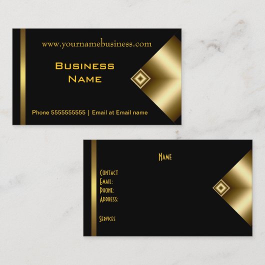 Gewoon Eenvoudig Goud Zwart Elegant Classy 5 Visitekaartje (Voorkant / Achterkant)