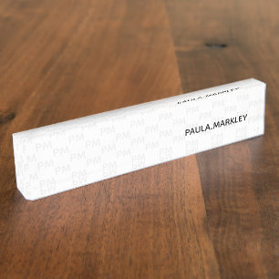 Gewoon eenvoudig wit grijs modern monogram patroon naambordje