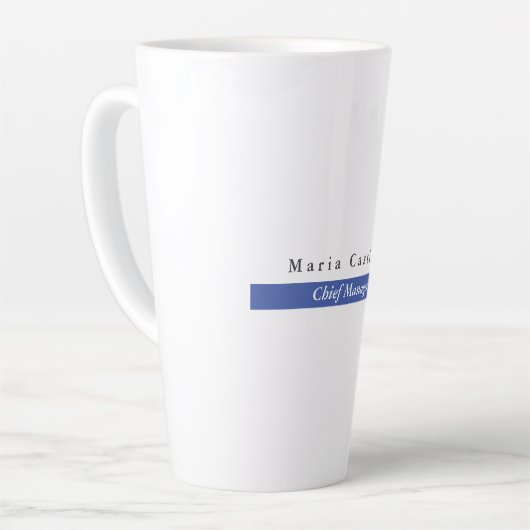 Gewoon Elegant Blue White Minimal Design Latte Mok (Linkerhoek)
