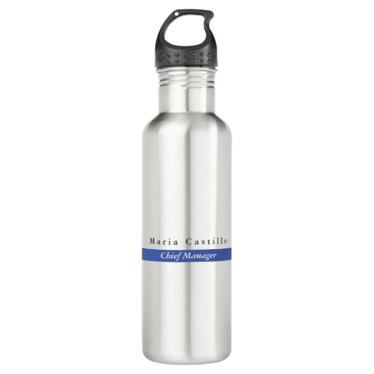 Gewoon Elegant Blue White Minimal Design Waterfles (Voorkant)