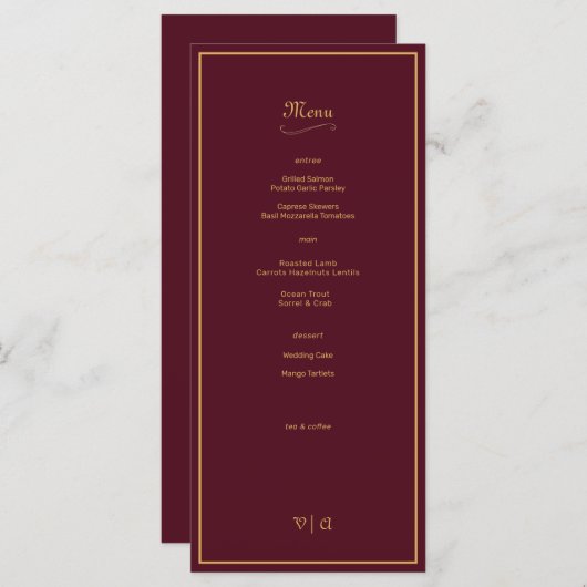 Gewoon Elegant Bourgogne Goud met Rand Menu (Voorkant / Achterkant)