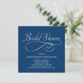 Gewoon Elegant Bridal Shower Invitation Navy Kaart (Staand voorkant)