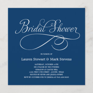 Gewoon Elegant Bridal Shower Invitation Navy Kaart