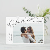 Gewoon Elegant Calligraphy Wedding Photo Save The Date (Staand voorkant)