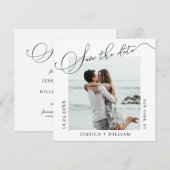 Gewoon Elegant Calligraphy Wedding Photo Save The Date (Voorkant / Achterkant)