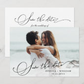 Gewoon Elegant Calligraphy Wedding Photo Save The Date (Voorkant / Achterkant)