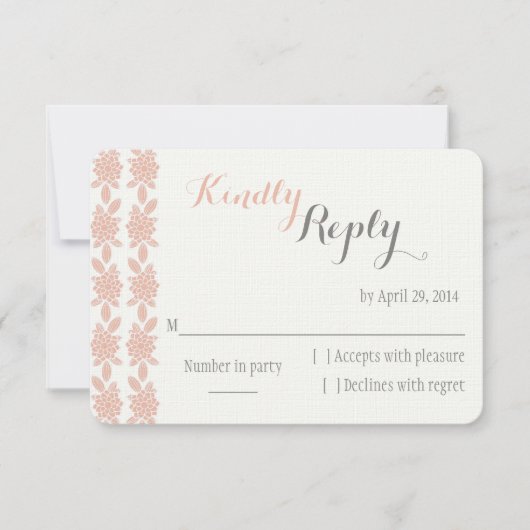 Gewoon Elegant Coral Wedding RSVP kaart (Voorkant)