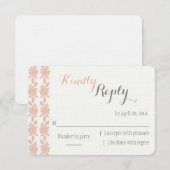 Gewoon Elegant Coral Wedding RSVP kaart (Voorkant / Achterkant)