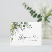 Gewoon Elegant Eucalyptus Waterverf Wedding RSVP Briefkaart (Staand voorkant)