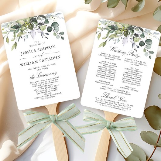 Gewoon Elegant Eucalyptus Wedding Programme Handwaaier