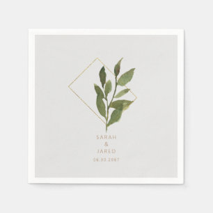 Gewoon Elegant Foliage Grey Gold Wedding Cocktail Servet