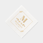 Gewoon Elegant Gold Greenery Lijst Monogram Folie Servetten (Rechts)