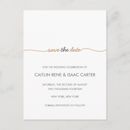 Gewoon Elegant Goud Bewaar de Datum Aankondigingskaart (Voorkant)