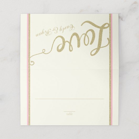 Gewoon Elegant Goud en Roze Liefde Zitplaatsen (Buitenkant ongevouwen)