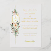 Gewoon Elegant Kerst Bloemen Monogram Folie Uitnodiging (Voorkant)