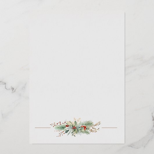 Gewoon Elegant Kerst Bloemen Monogram Folie Uitnodiging (Achterkant)