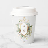 Gewoon Elegant Kerst Bloemen Monogram Papieren Bekers (Achterkant)