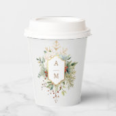 Gewoon Elegant Kerst Bloemen Monogram Papieren Bekers (Voorkant)