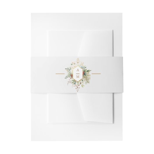 Gewoon Elegant Kerst Bloemen Monogram Uitnodigingen Wikkel (Voorkant Voorbeeld)