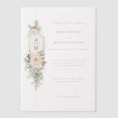 Gewoon Elegant Kerst Bloemen Monogram Vellum Uitnodigingen (Voorkant)