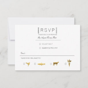 Gewoon elegant   Modern Zwart & Goud RSVP Kaartje
