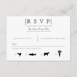 Gewoon elegant   Modern Zwart & Wit RSVP Kaartje