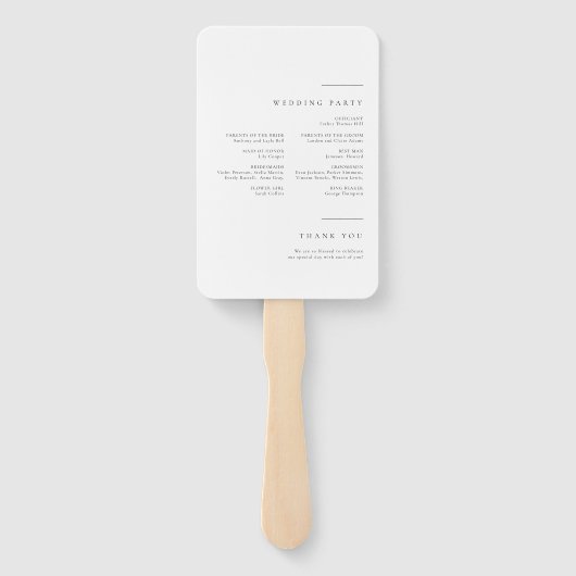 Gewoon Elegant Typografie Modern Wedding Program H Handwaaier (Achterkant)