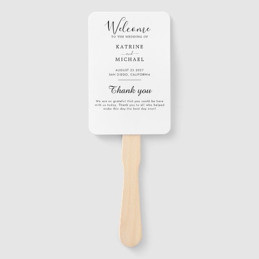 Gewoon Elegant Typografie Modern Wedding Programme Handwaaier (Voorkant)