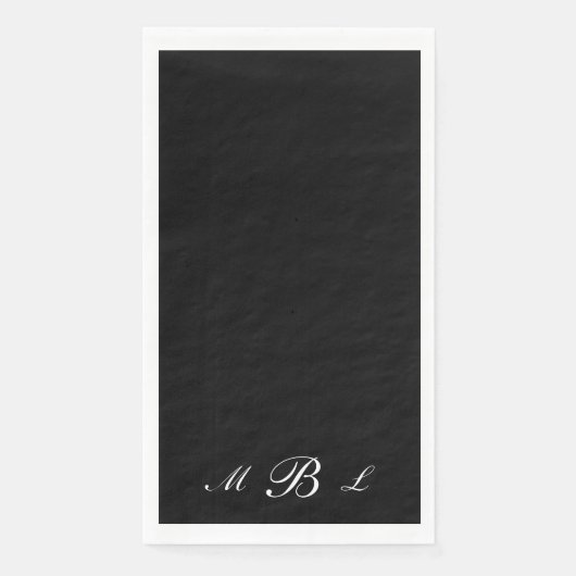 Gewoon elegant zwart script monogram servet (Voorkant)