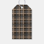 Gewoon Elegant Zwart & Tan Plaid Gift Label Cadeaulabel (Achterkant)