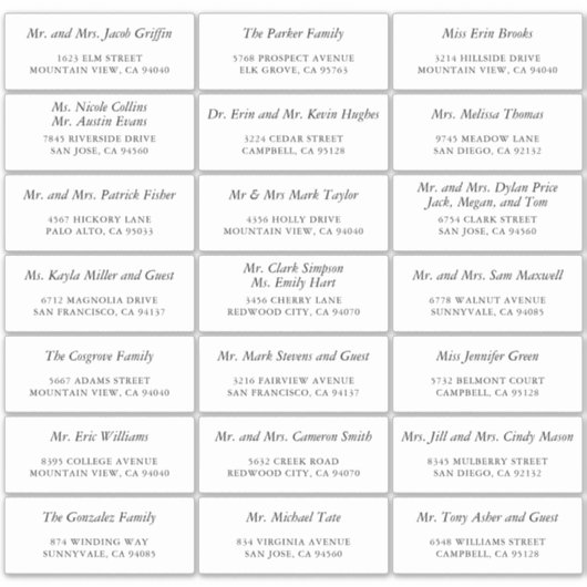 Gewoon elegante aangepaste bruiloft gast Adresetik Sticker (Voorkant)