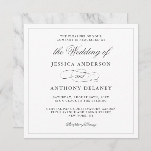 Gewoon elegante affaire plein bruiloft uitnodiging (Voorkant / Achterkant)