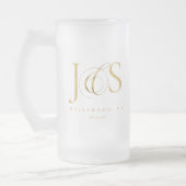 Gewoon Elegante Bruiloft Initialen Goud ID1022 Matglas Bierpul (Links)