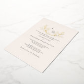 Gewoon elegante crème bladeren bruiloft goud folie uitnodiging (Gedraaid)