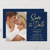 Gewoon elegante foto bruiloft eenvoudig modern save the date (Voorkant / Achterkant)