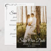 Gewoon elegante foto bruiloft minimalistisch eenvo save the date (Voorkant / Achterkant)