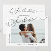 Gewoon elegante kalligrafie bruiloft foto Modern Save The Date (Voorkant / Achterkant)