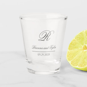 Gewoon elegante klassieke bruiloft monogram shot glas