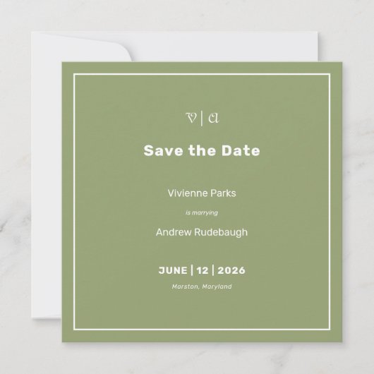 Gewoon elegante L'Herbe Tarragon Save The Date (Voorkant)