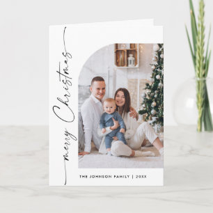 Gewoon elegante stijlvolle 3 FOTO Kerstmis Groet Feestdagen Kaart