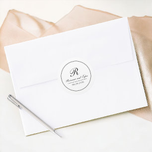 Gewoon elegante traditionele bruiloft monogram ronde sticker