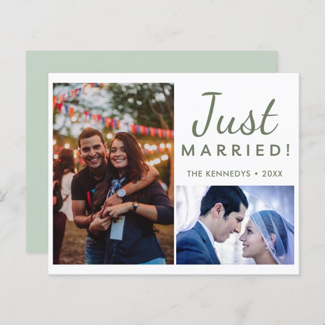 Gewoon gehuwd 2 Foto Green Wedding Announding (Voorkant / Achterkant)