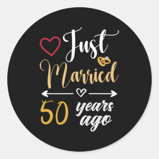 Gewoon gehuwd 50 jaar geleden 50e bruiloft Jubileu Ronde Sticker