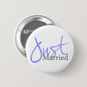 Gewoon gehuwd (blauw script) ronde button 5,7 cm (Voorkant /achterkant)