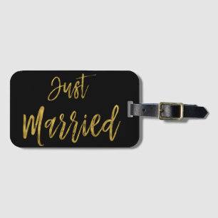Gewoon gehuwd Bride Gold Foil Luggage Label Bagagelabel