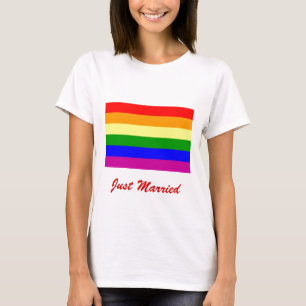 Gewoon gehuwd/gegadepride bruiloft t-shirt